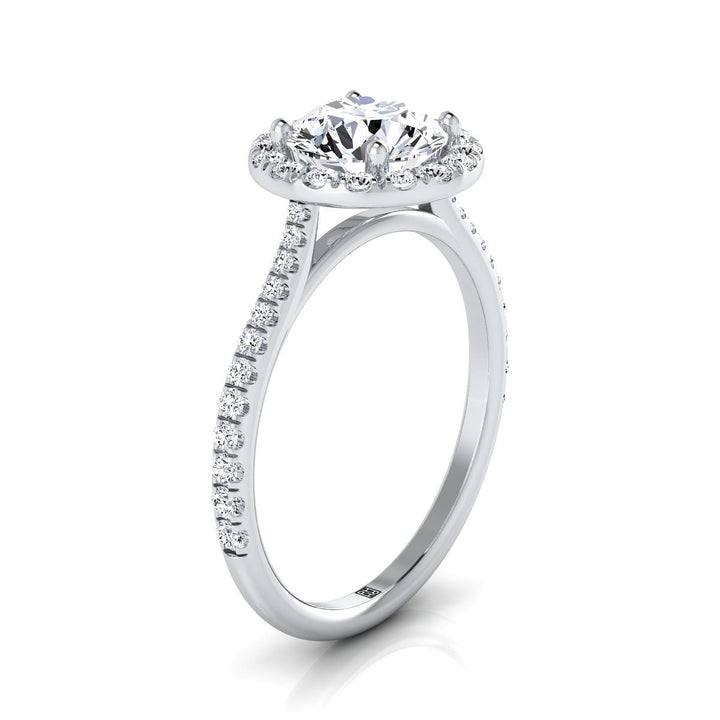 Round Brilliant, Diamond Pavé Halo, in Platinum, pave setting – view 9 | RockHer