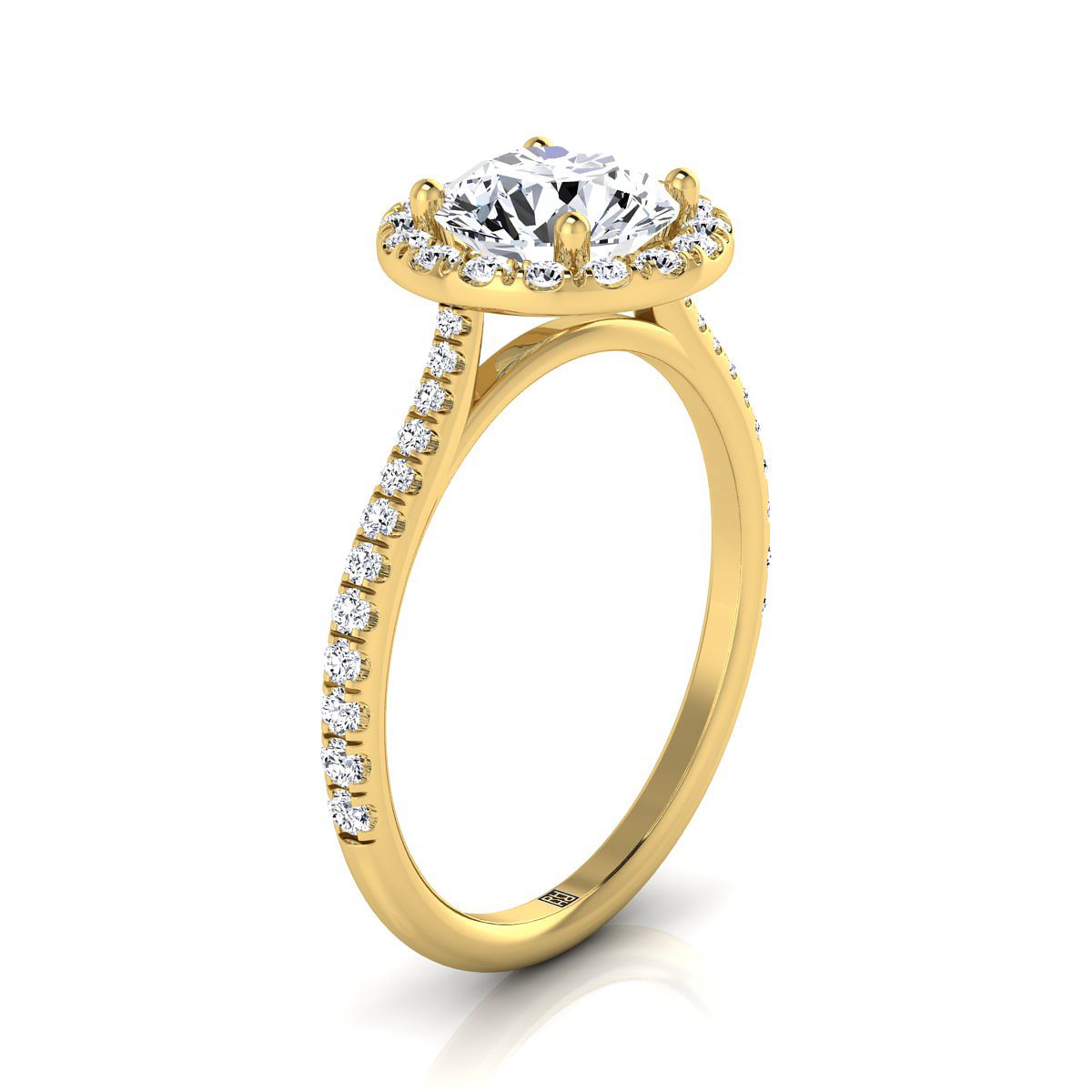 Round Brilliant, Diamond Pavé Halo, in 18K Yellow Gold, pave setting – view 9 | RockHer