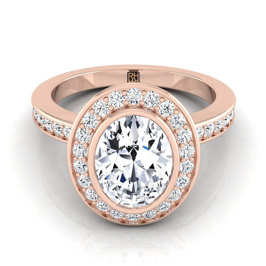 Bezel Halo Channel Band Oval, in 14K Rose Gold | RockHer