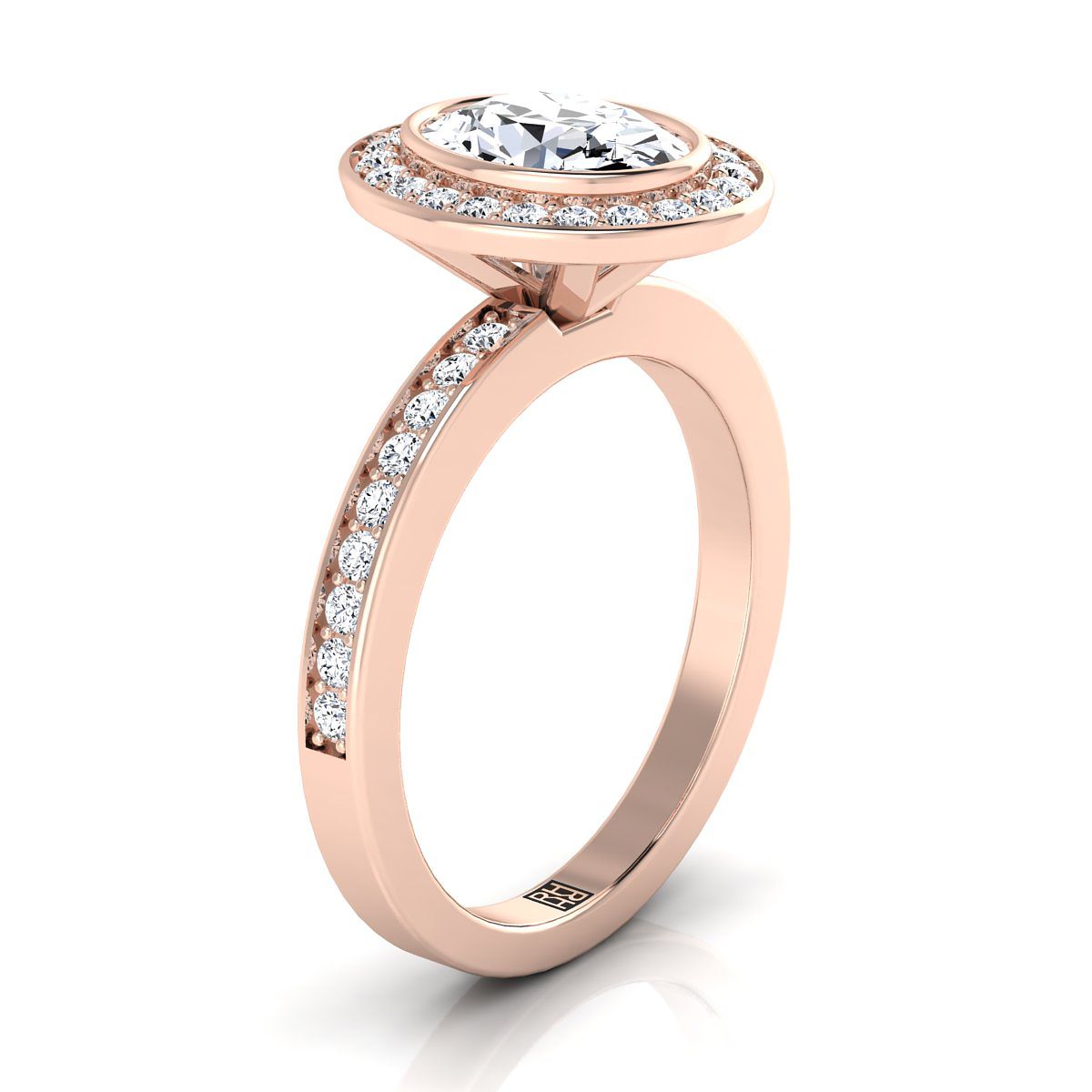 Bezel Halo Channel Band Oval, in 14K Rose Gold – side profile | RockHer