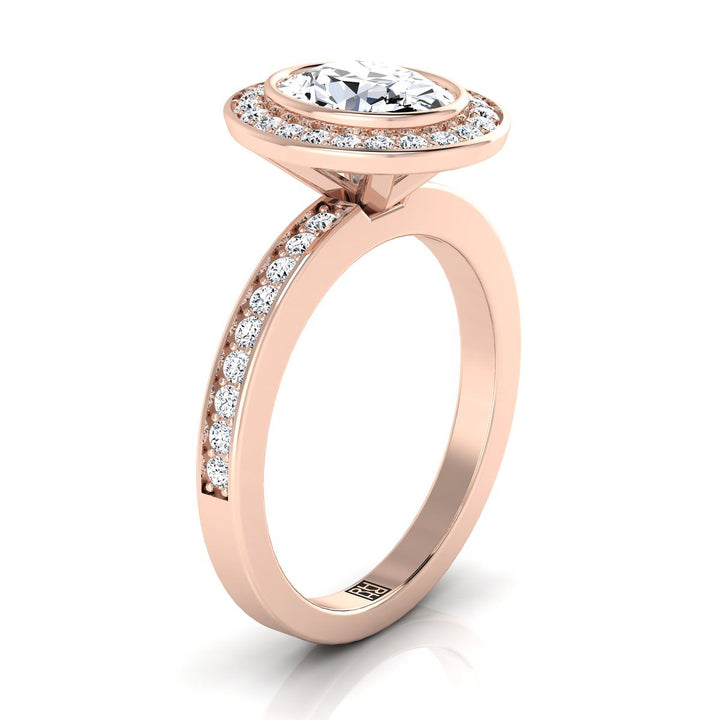 Bezel Halo Channel Band Oval, in 14K Rose Gold – side profile | RockHer