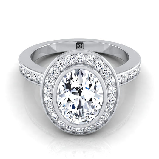 Bezel Halo Channel Band Oval, in Platinum | RockHer