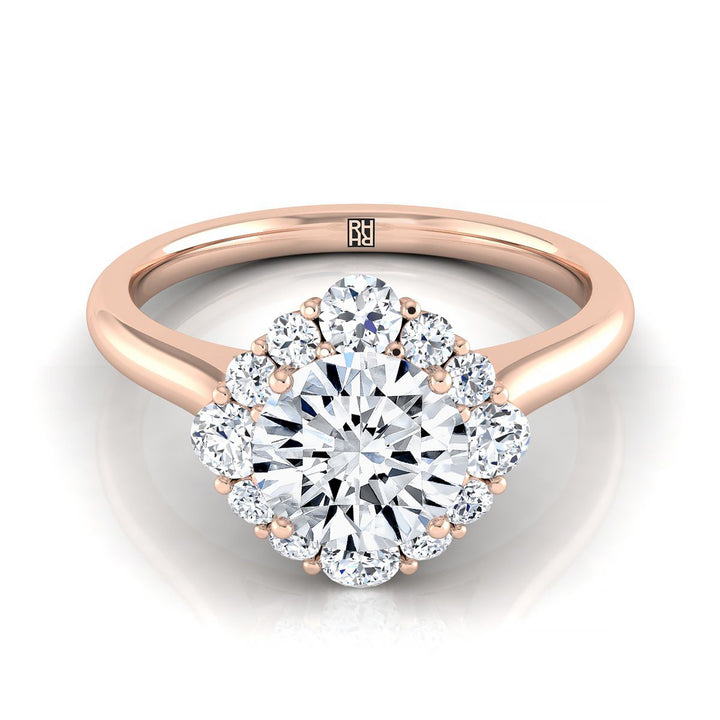 Round Brilliant, Square Halo Secret Stone, in 14K Rose Gold – view 8 | RockHer