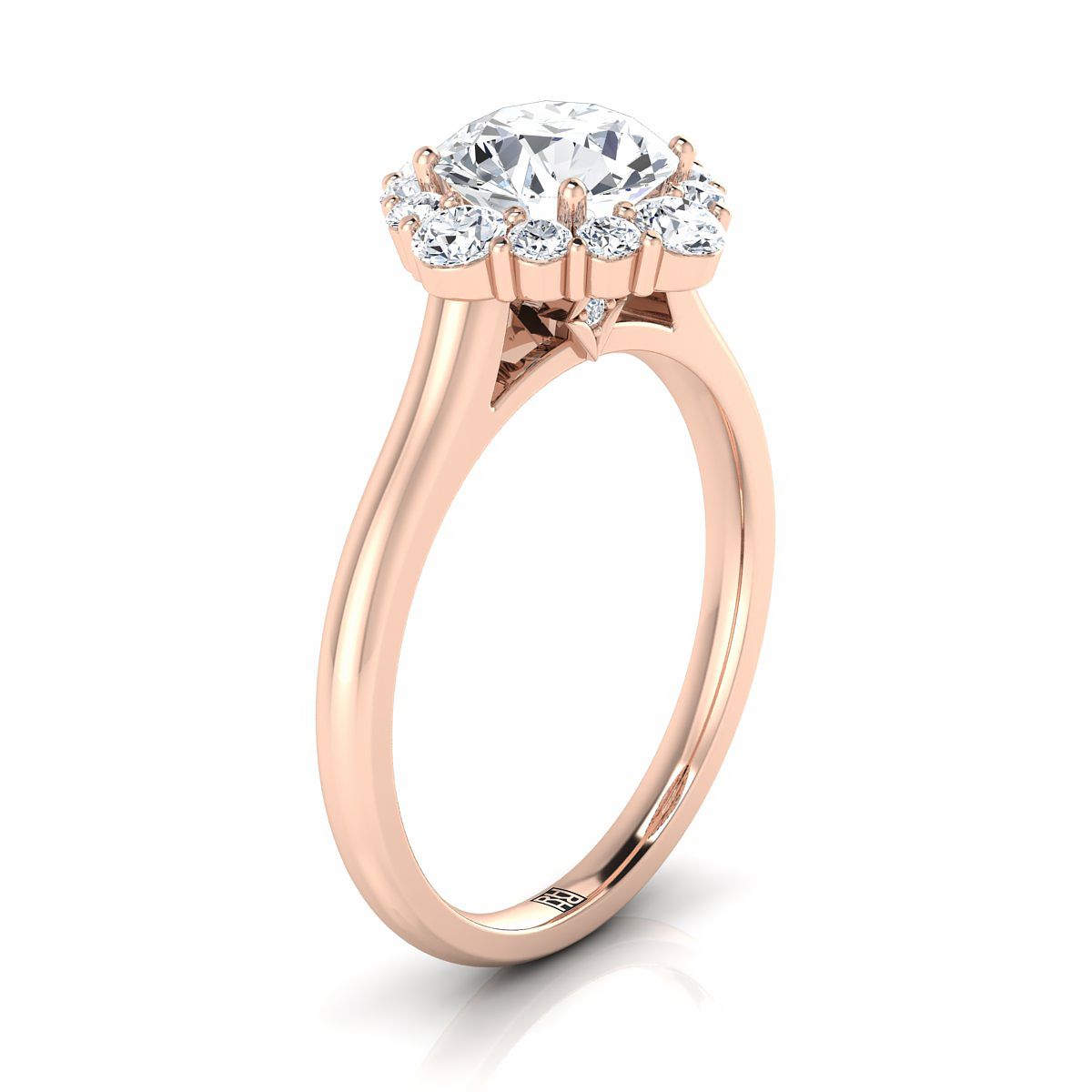 Round Brilliant, Square Halo Secret Stone, in 14K Rose Gold – view 9 | RockHer