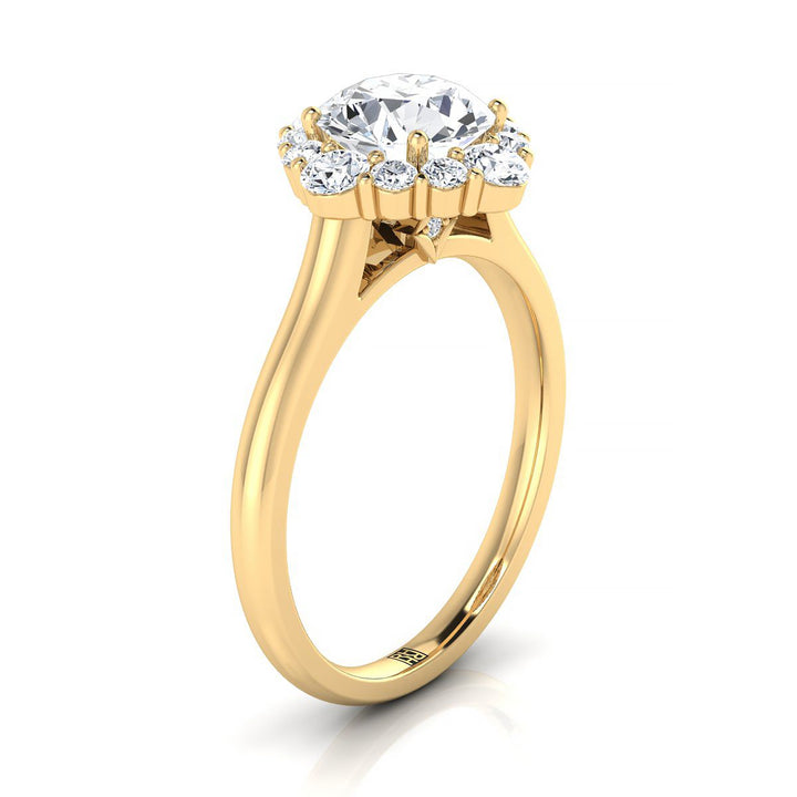 Round Brilliant, Square Halo Secret Stone, in 18K Yellow Gold, prong setting – view 9 | RockHer