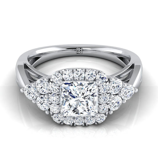 Open Twisted Triple Halo Princess, in Platinum, pave setting | RockHer