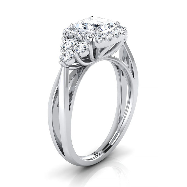 Open Twisted Triple Halo Princess, in Platinum, pave setting – side profile | RockHer