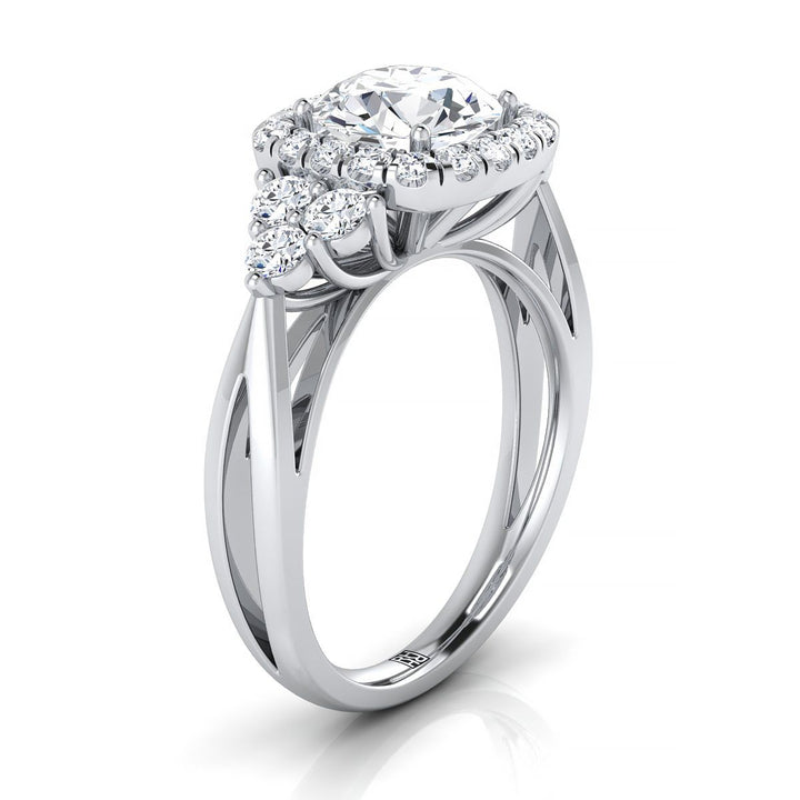 Round Brilliant, Open Twisted Triple Halo, in Platinum, pave setting – side profile | RockHer