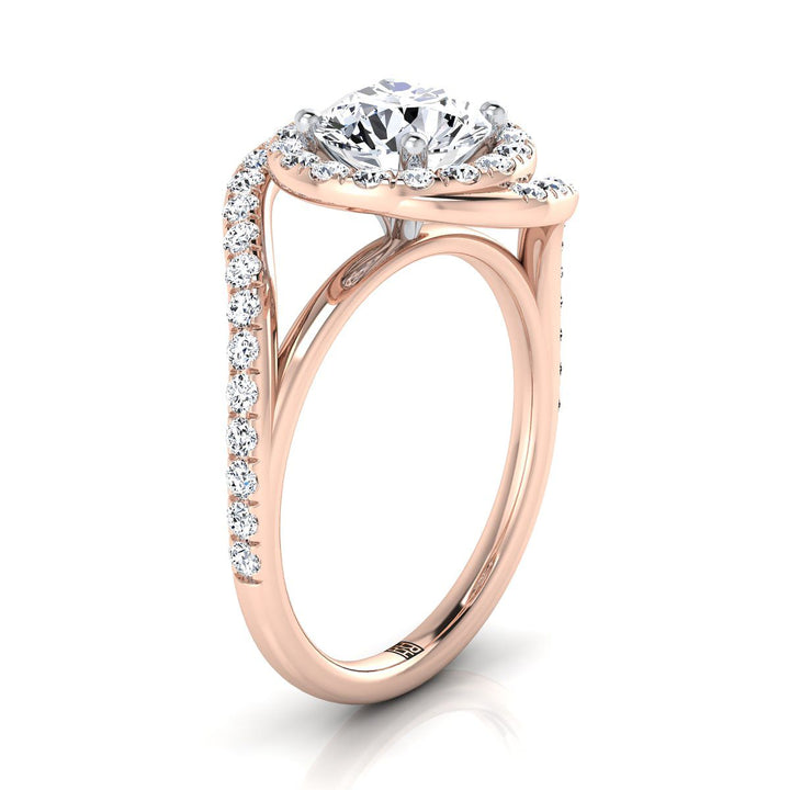 Round Brilliant, Swirl Twist Pavé Halo, in 14K Rose Gold, pave setting – view 9 | RockHer