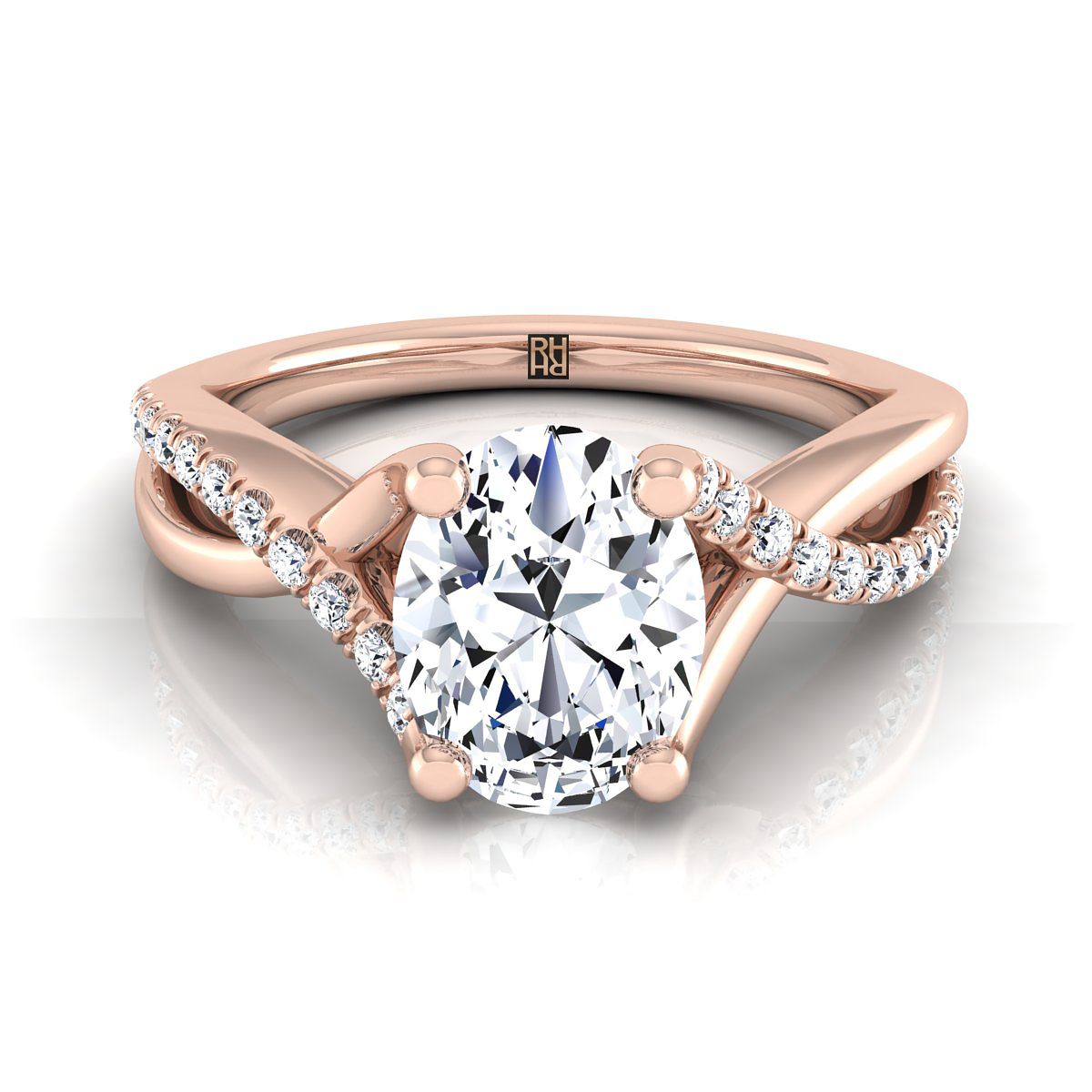Bypass Pavé Twist Oval, in 14K Rose Gold, pave setting | RockHer