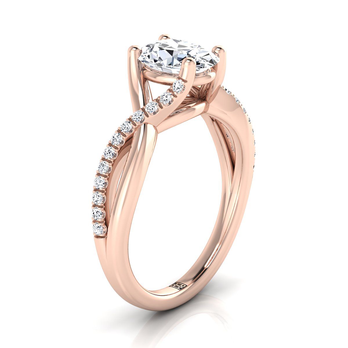 Bypass Pavé Twist Oval, in 14K Rose Gold, pave setting – side profile | RockHer
