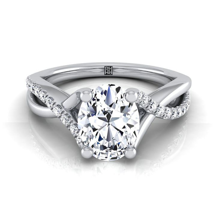 ตัวเรือนแหวนหมั้นเพชร Ottava ทรงรี ฝังปาเว่ ทองคำขาว 18K จาก RockHer