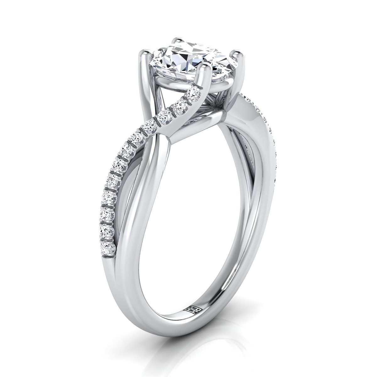 Bypass Pavé Twist Oval, in Platinum, pave setting – side profile | RockHer