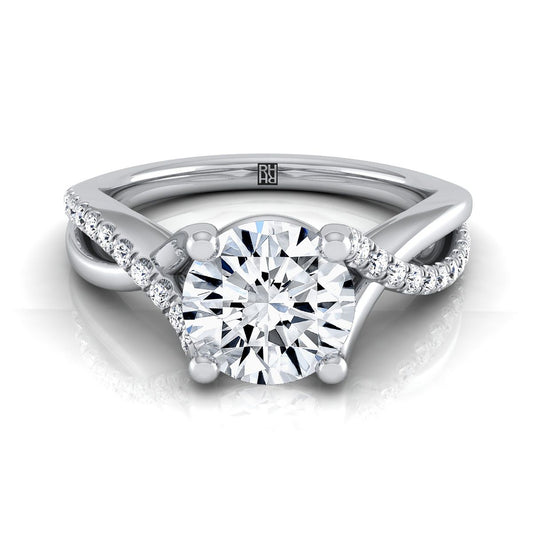Round Brilliant, Bypass Pavé Twist, in Platinum, pave setting | RockHer