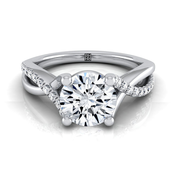ตัวเรือนแหวนหมั้นเพชร Ottava ทรงกลม ฝังปาเว่ ทองคำขาว 18K จาก RockHer