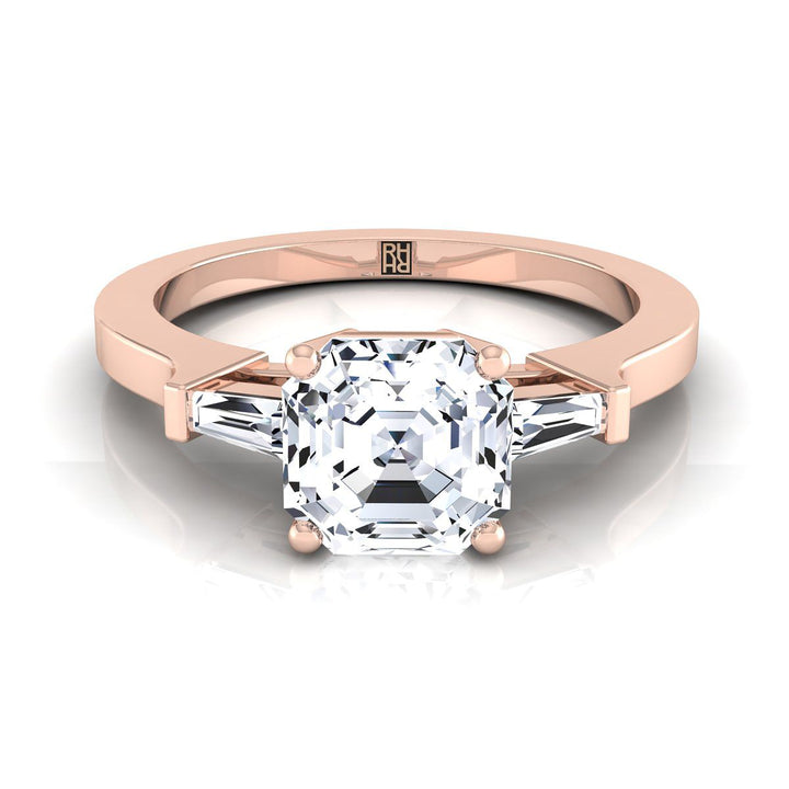 ตัวเรือนแหวนหมั้นเพชร June ทรงแอชเชอร์ ฝังแชนเนล ทองคำชมพู 14K จาก RockHer