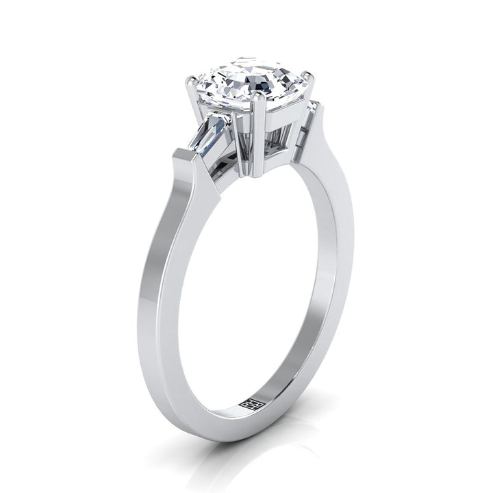 Tapered Baguette Three Stone Asscher, in 18K White Gold, channel setting – view 9 | RockHer