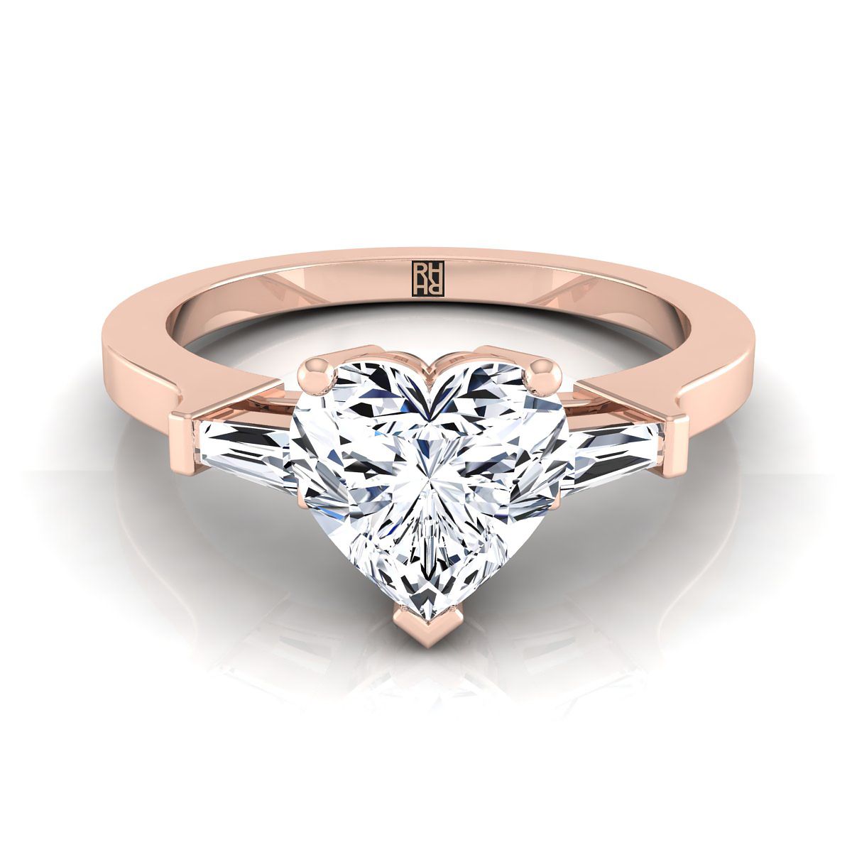 ตัวเรือนแหวนหมั้นเพชร June ทรงหัวใจ ฝังแชนเนล ทองคำชมพู 14K จาก RockHer