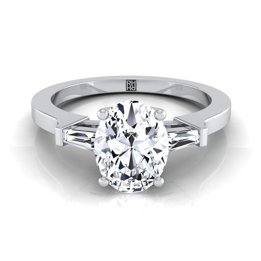 Tapered Baguette Three Stone Oval, in Platinum, channel setting | RockHer