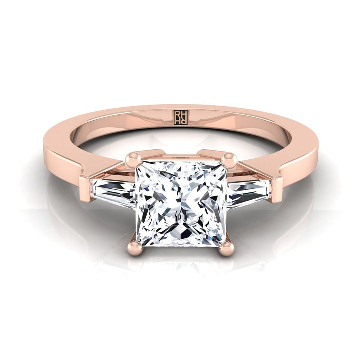 ตัวเรือนแหวนหมั้นเพชร June ทรงปริ๊นเซส ฝังแชนเนล ทองคำชมพู 14K จาก RockHer