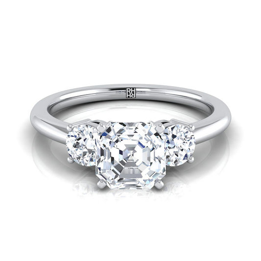 Classic Three Stone Asscher, in 18K White Gold, prong setting | RockHer