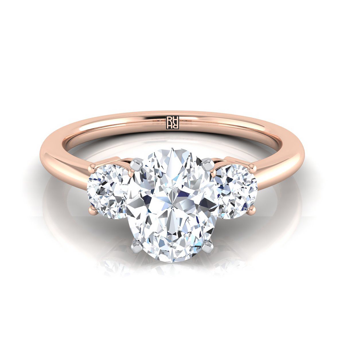 Classic Three Stone Oval, in 14K Rose Gold, prong setting | RockHer