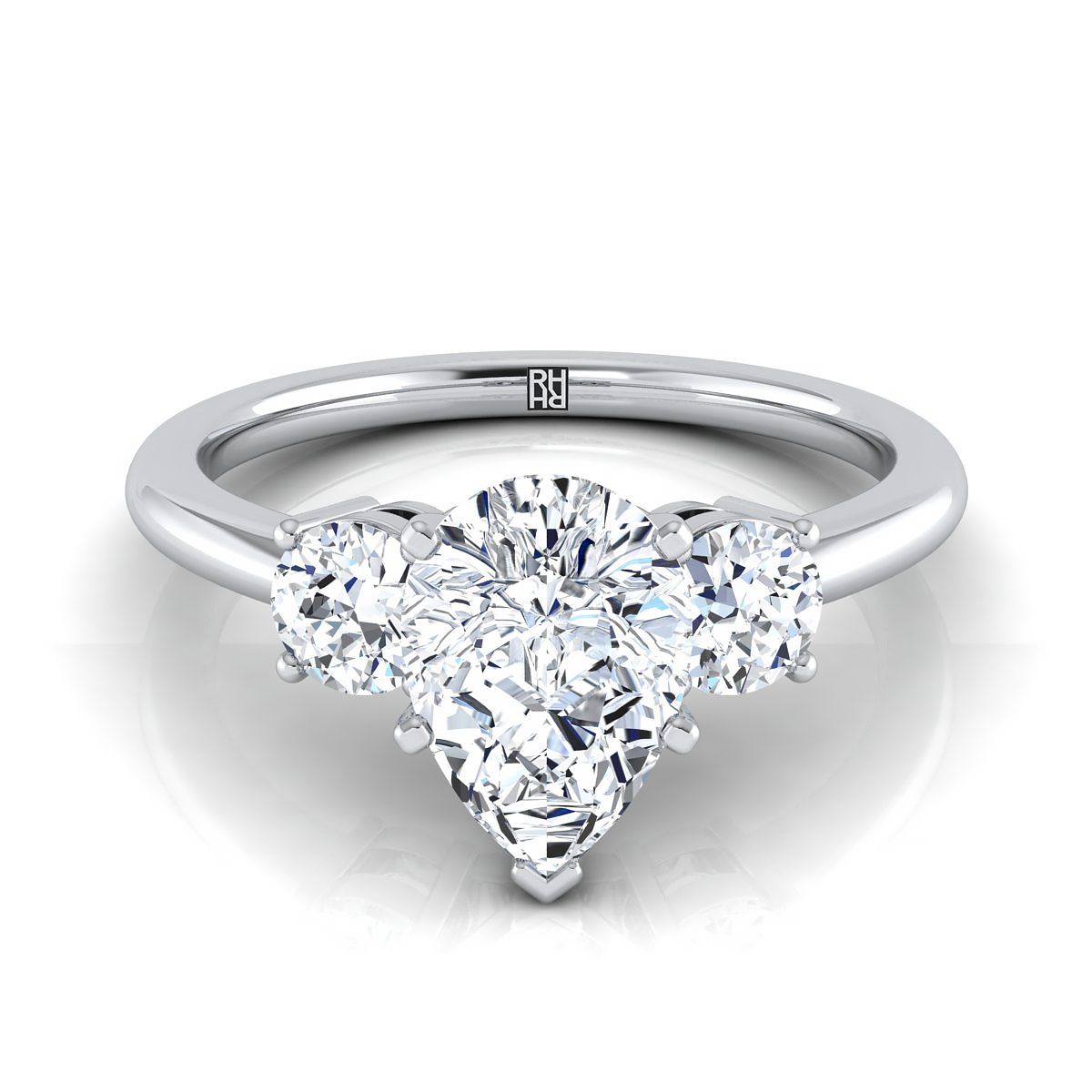 ตัวเรือนแหวนหมั้นเพชร Anita ทรงหยดน้ำ ฝังหนาม ทองคำขาว 18K จาก RockHer