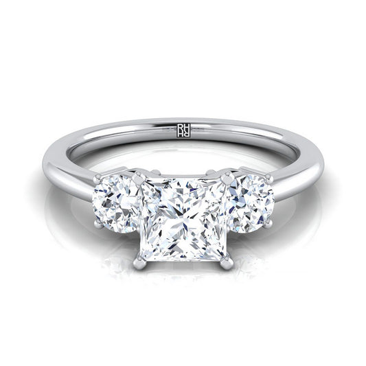 Classic Three Stone Princess, in 18K White Gold, prong setting | RockHer