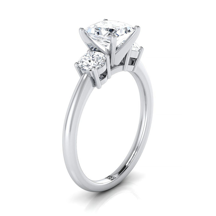 Classic Three Stone Princess, in Platinum, prong setting – side profile | RockHer