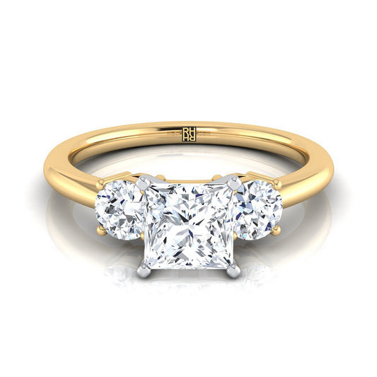 Classic Three Stone Princess, in 18K Yellow Gold, prong setting | RockHer