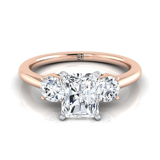 Classic Three Stone Radiant, in 14K Rose Gold, prong setting | RockHer