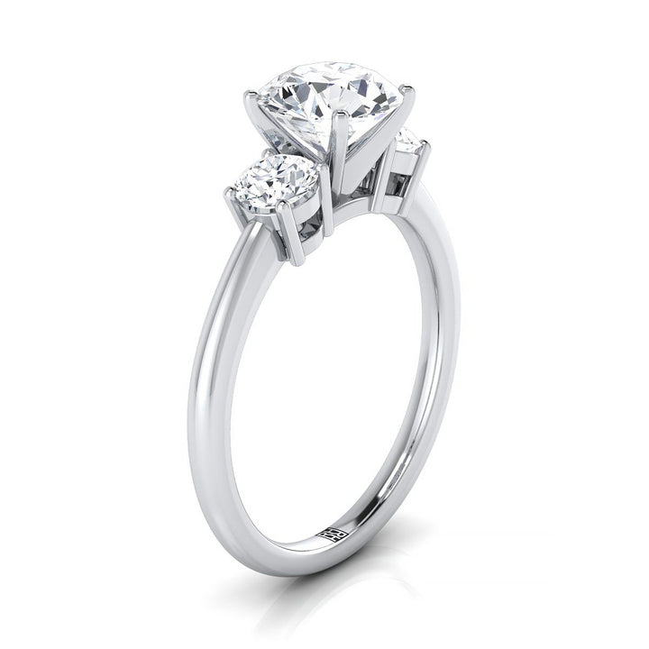 Round Brilliant, Classic Three Stone Round, in Platinum, prong setting – view 9 | RockHer