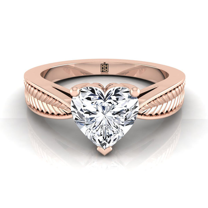 ตัวเรือนแหวนหมั้น Roberta ทรงหัวใจ ฝังหนาม ทองคำชมพู 14K จาก RockHer