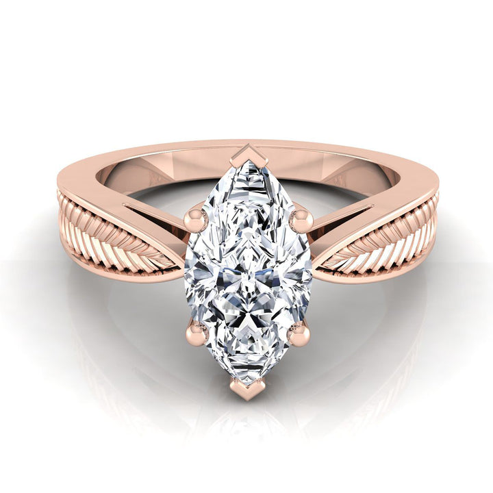 ตัวเรือนแหวนหมั้น Roberta ทรงมาคี ฝังหนาม ทองคำชมพู 14K จาก RockHer