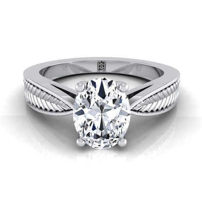 ตัวเรือนแหวนหมั้น Roberta ทรงรี ฝังหนาม ทองคำขาว 18K จาก RockHer