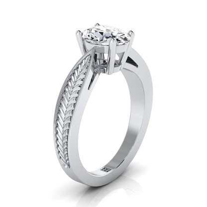 ตัวเรือนแหวนหมั้น Roberta ทรงรี ฝังหนาม ทองคำขาว 18K จาก RockHer