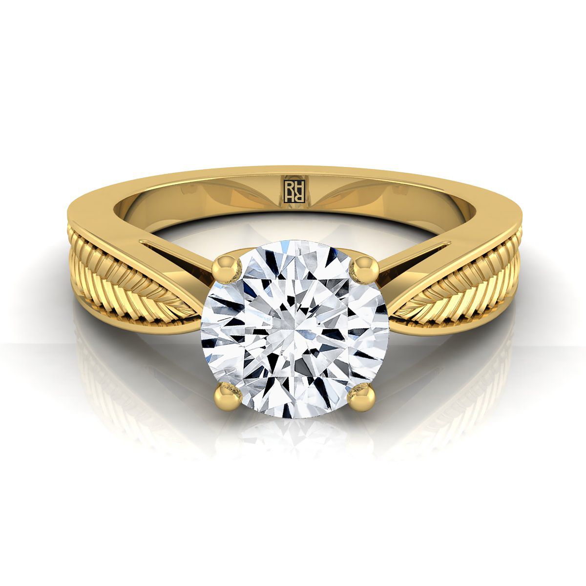 ตัวเรือนแหวนหมั้น Roberta ทรงกลม ฝังหนาม ทองคำเหลือง 18K จาก RockHer