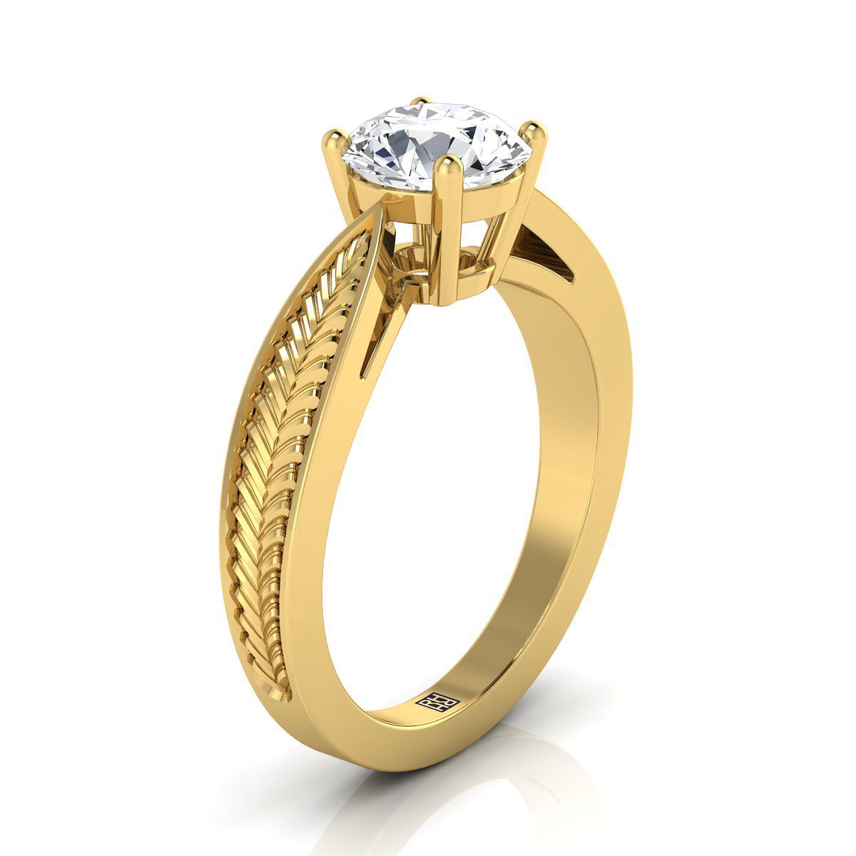 ตัวเรือนแหวนหมั้น Roberta ทรงกลม ฝังหนาม ทองคำเหลือง 18K จาก RockHer