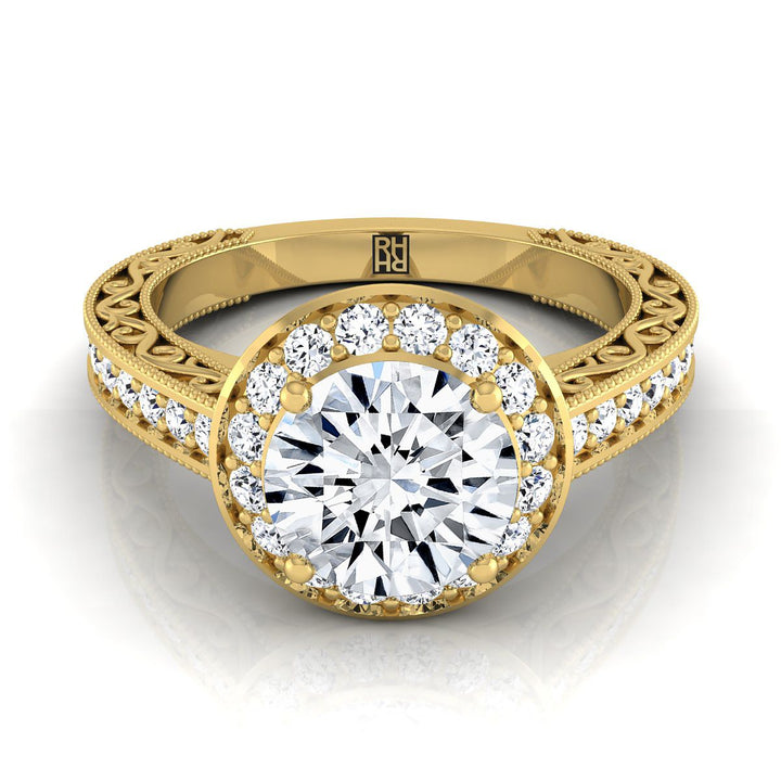 ตัวเรือนแหวนหมั้นเพชร Talea ทรงกลม ฝังปาเว่ ทองคำเหลือง 18K จาก RockHer