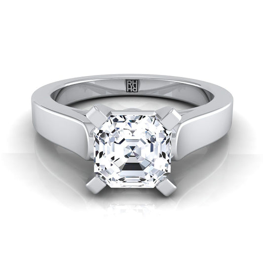 Cathedral Squared Edge Solitaire Asscher, in Platinum, prong setting | RockHer