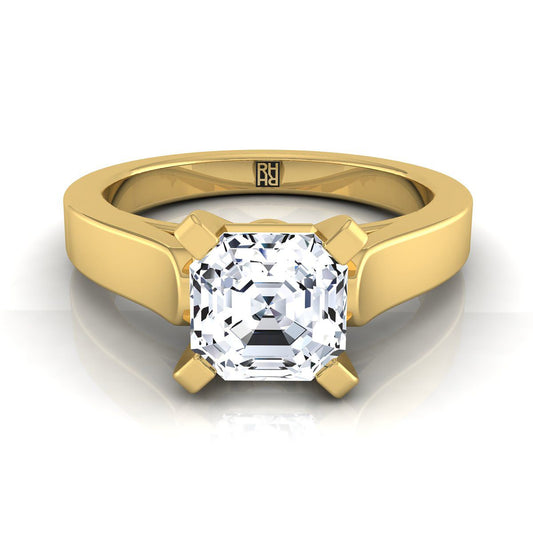 Cathedral Squared Edge Solitaire Asscher, in 18K Yellow Gold, prong setting | RockHer