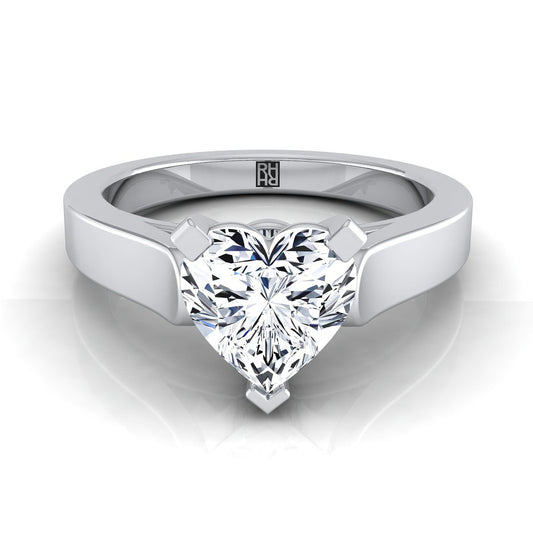 Cathedral Squared Edge Solitaire Heart Shape, in Platinum, prong setting | RockHer