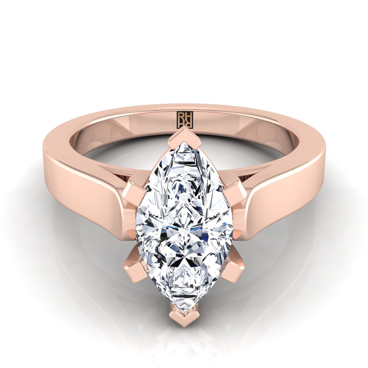 ตัวเรือนแหวนหมั้น Charlotte ทรงมาคี ฝังหนาม ทองคำชมพู 14K จาก RockHer