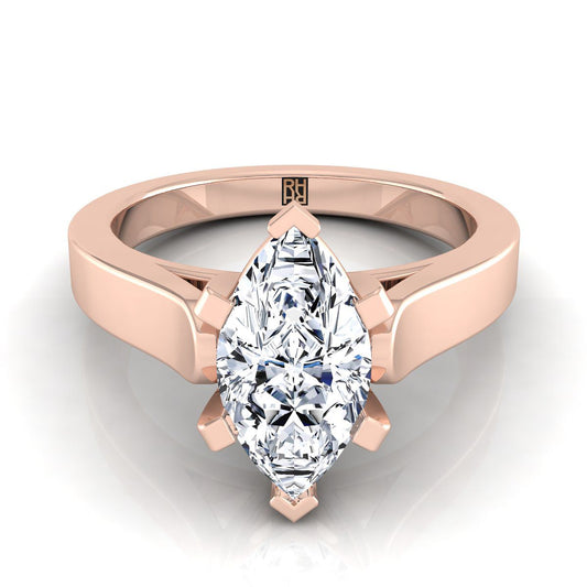 Cathedral Squared Edge Solitaire Marquise, in 14K Rose Gold, prong setting | RockHer