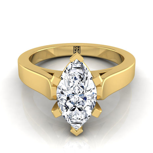 Cathedral Squared Edge Solitaire Marquise, in 18K Yellow Gold, prong setting | RockHer