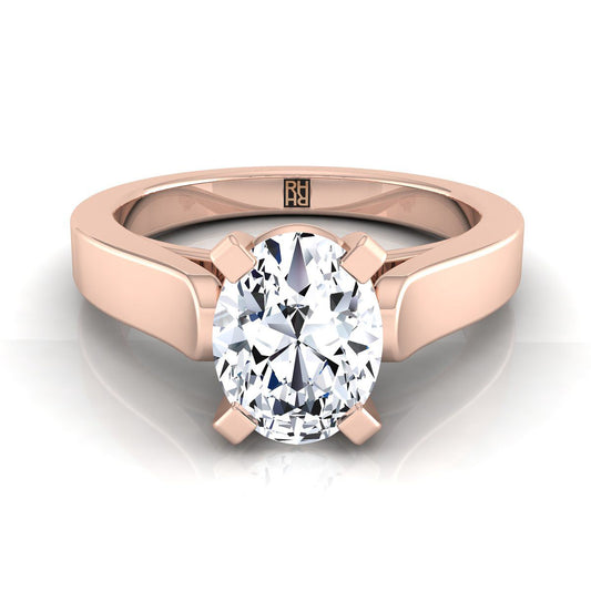 Cathedral Squared Edge Solitaire Oval, in 14K Rose Gold, prong setting | RockHer