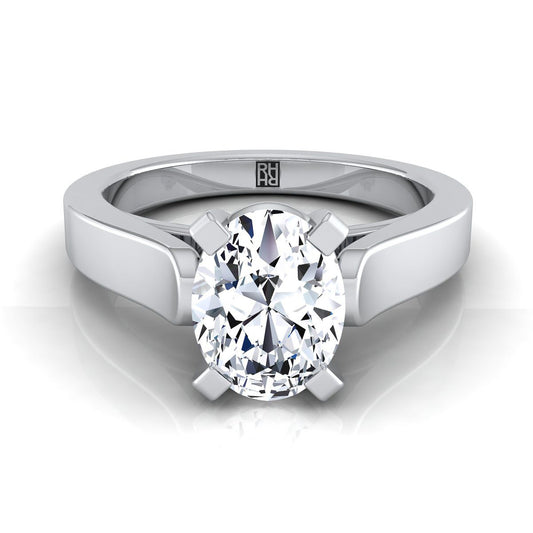 Cathedral Squared Edge Solitaire Oval, in Platinum, prong setting | RockHer