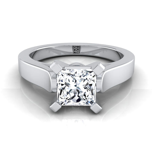 Cathedral Squared Edge Solitaire Princess, in 18K White Gold, prong setting | RockHer