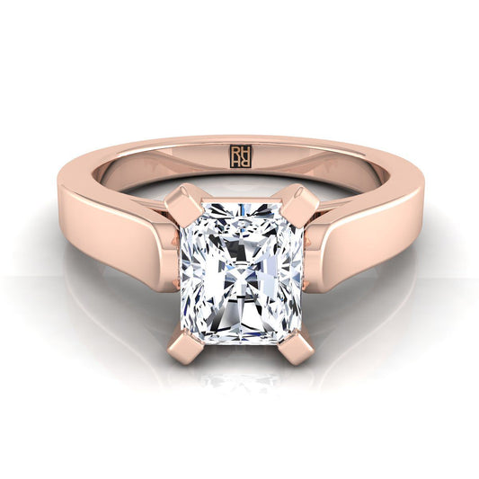 Cathedral Squared Edge Solitaire Radiant, in 14K Rose Gold, prong setting | RockHer