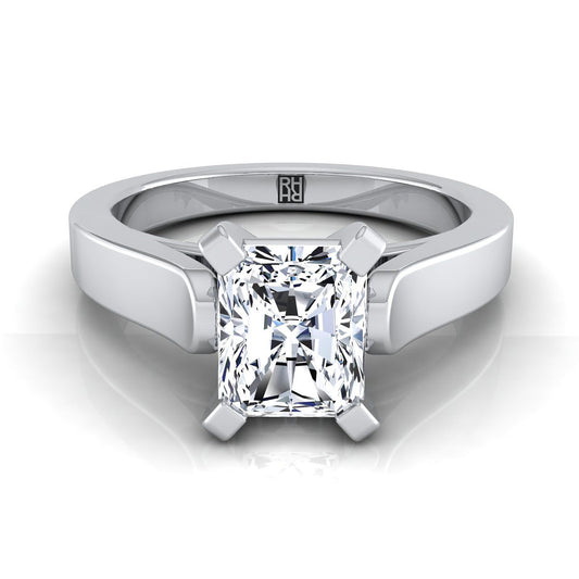 Cathedral Squared Edge Solitaire Radiant, in 18K White Gold, prong setting | RockHer